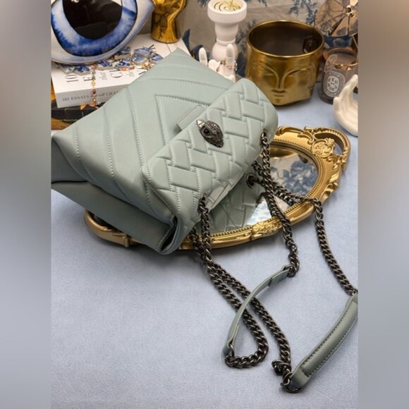 🆕 KURT GEIGER LONDON 🧿 NWT Leather Kensington Shoulder Bag, Pale Blue Grey - Picture 9 of 15
